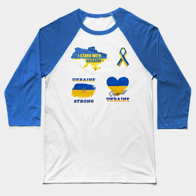 I Stand With Ukraine - Support Ukraine - Ukraine Strong Baseball T-Shirt by Green Splash